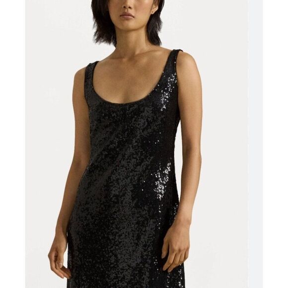 Eileen Fisher Women Black Silk Sequin Sleeveless Halter Dress Size S - Picture 1 of 9
